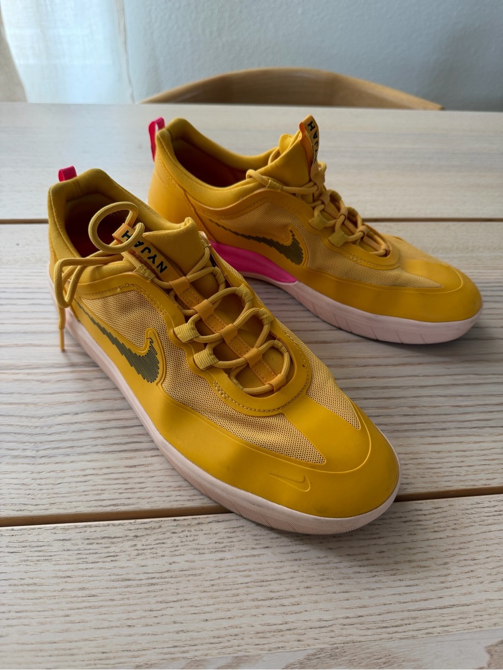 Nike SB Nyjah Free 2 Cyber Yellow and Pink Low-Top Skate Sneakers
